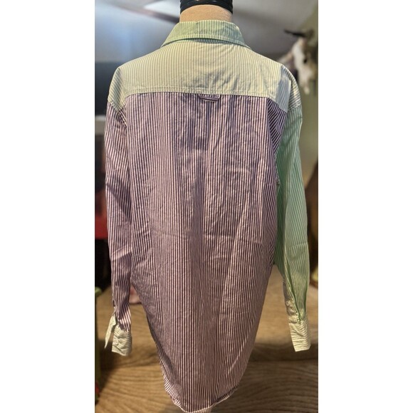 Solid And Striped Oxford Tunic Purple And Green Size Medium - Picture 3 of 7